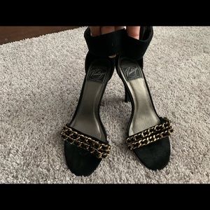 Jeffery Campbell, Black suede, gold chain (worn)